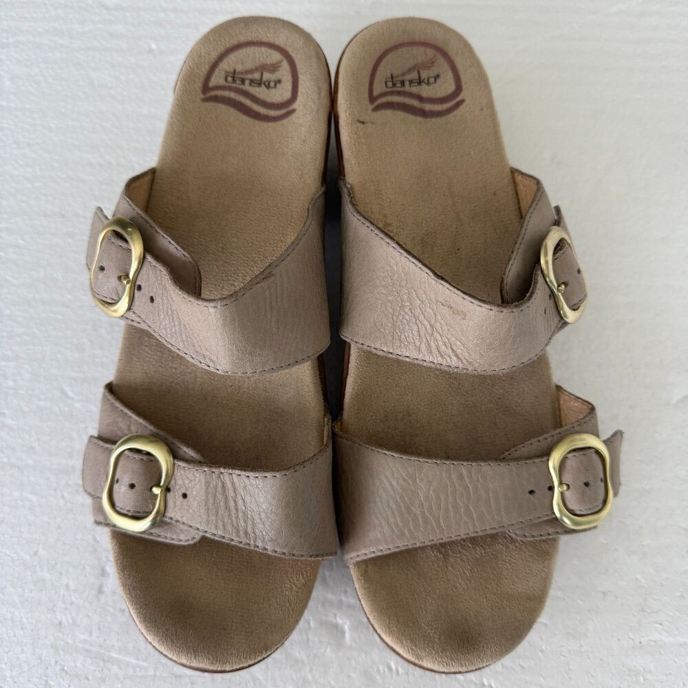 Dansko Sophie Double Buckle Straps Tan Brown Sandals 9841032200 Women's Size 40